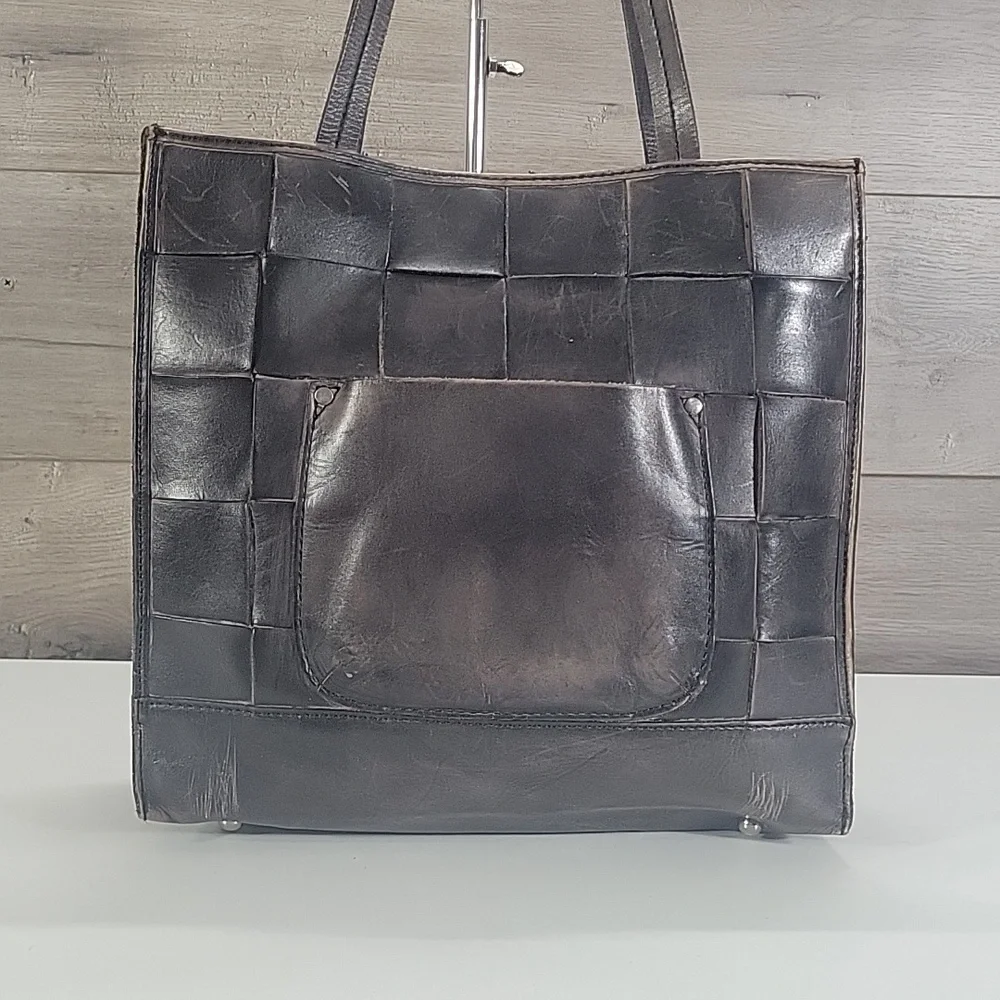 Patricia Nash Dark Brown Woven Leather Tote Bag